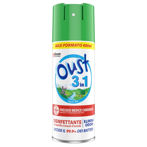 Acqua e Sapone Sicilia - OUST 3 IN 1 SPRAY DISINFETTANTE PER SUPERFICI E  TESSUTI D´ARREDO FRAGRANZA OPEN AIR 400ML